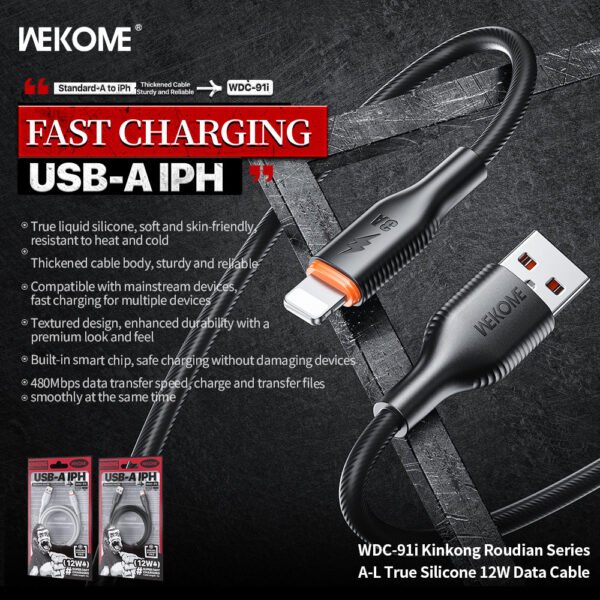 615B0B9F-91A5-4FBE-95A4-6AD7FC01A2ED.jpg WDC-91i 12W A-L True Silicone Charging Data Cable